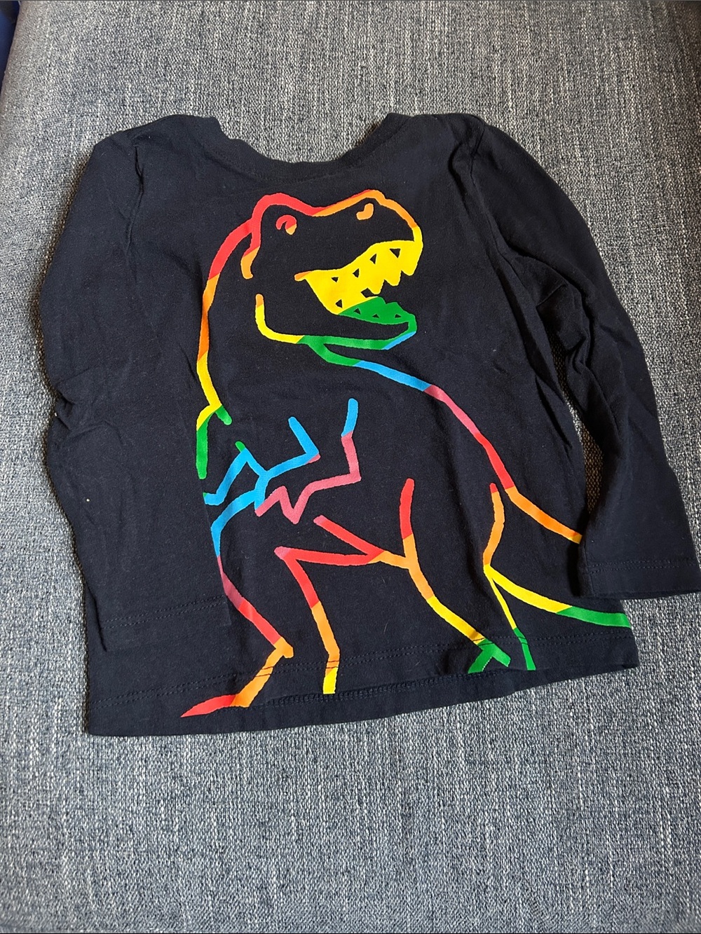 Old Navy Black Long-Sleeve Tee with Rainbow Outline T-Rex